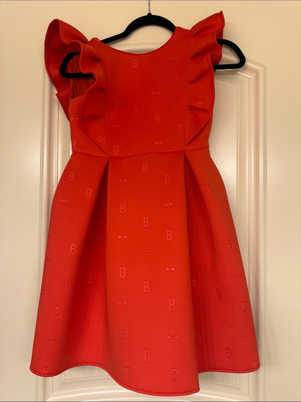 Ted Baker Red Ruffle-Sleeve Fit-and-Flare Dress